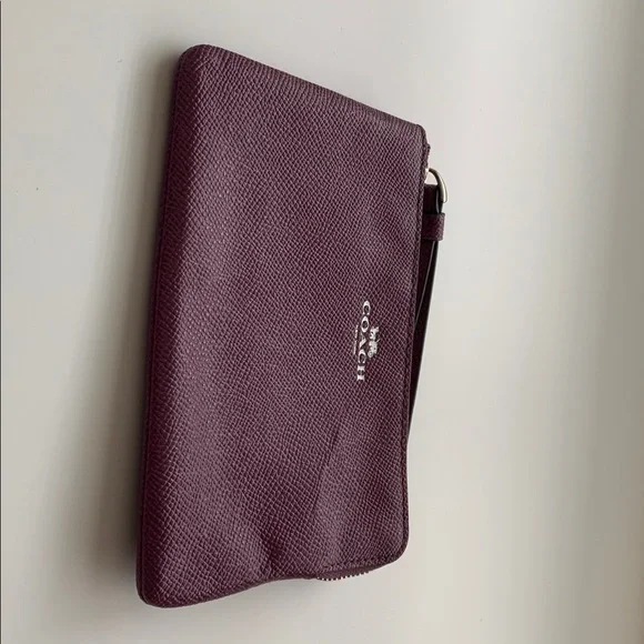 Coach Women's Purple Corner Zip Wristlet - Picture 7 of 7